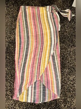 NWOT Free People Striped Wrap Midi Skirt